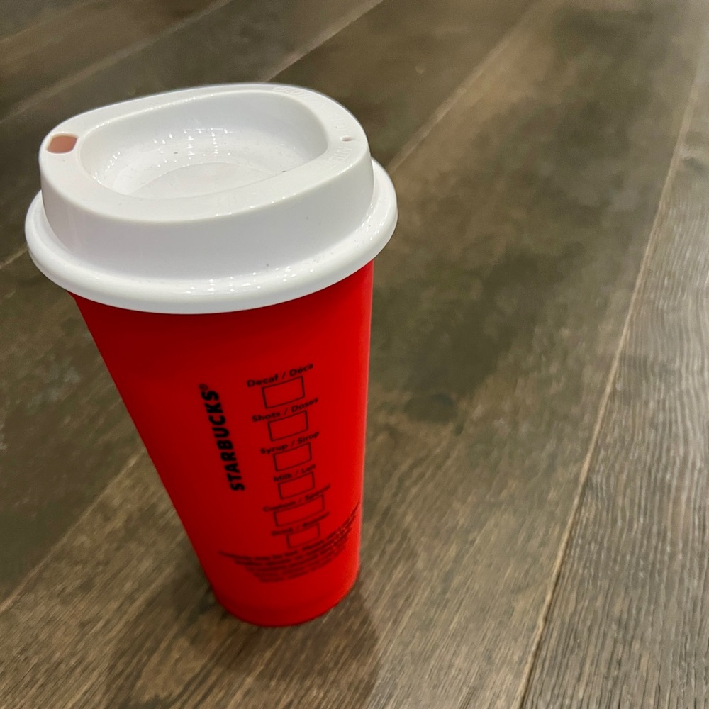 Starbucks 2013 Holiday Red Reusable Plastic Hot Cup Tumbler 16oz‎ - Picture 2 of 3